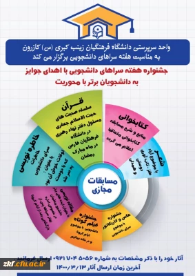 جشنواره هفته سراهای دانشجویی همراه با اهدای جوایز به دانشجویان برتر 