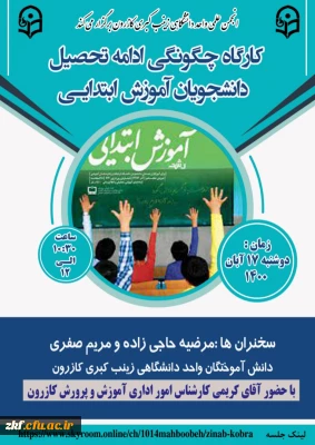 کارگاه چگونگی ادامه تحصیل دانشجویان آموزش ابتدایی 